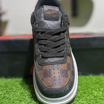 Nike – LV – Inspired Monogram With Dark Tones Coffee