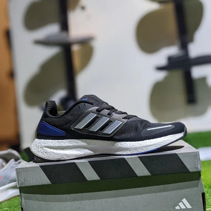 Adidas PureBoost 22 Black White Blue Premium Quality - Karachi Shoes