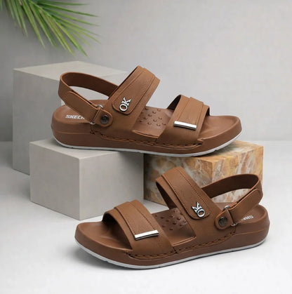 Elite Skechers Leather Dual-Strap Sandals | Light Brown