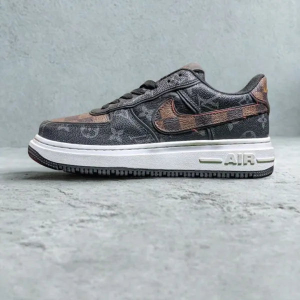 Nike – LV – Inspired Monogram With Dark Tones Coffee
